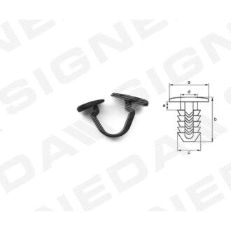 Фото автозапчастини пластмасові кріплення a - 20x26mm, b - 16mm, c - 12x16mm, d - 12x14mm, e - 3mm AUDI A2 (8Z), 00 - 05 (8E0863727A) SIGNEDA T223810