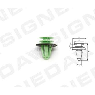 Фото автозапчастини пластмасові кріплення a - 18mm, b - 20mm, c - 9,5mm, d - 2mm, e - 13mm RENAULT ESPACE IV (K), 01.06 - 06.12 (6Y0867260) SIGNEDA T227910