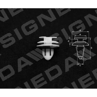 Фото автозапчасти пластмассовые крепления a - 17mm, b - 18mm, c - 8,7mm, d - 1mm/3mm, e - 13mm, Внутрішнє оздоблення CITROEN DISPATCH (U6U), 06.94 - 12.06 (699282) SIGNEDA T40310