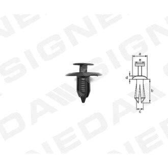 Фото автозапчасти пластмассовые крепления a - 18mm, b - 10mm, c - 6mm, d - 2mm, e - 10mm (GJ2168885B02) SIGNEDA T44310