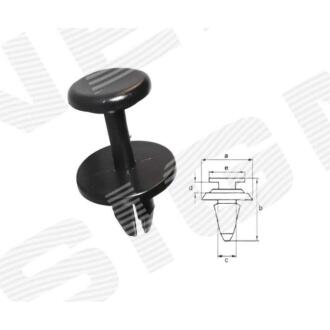 Фото автозапчастини пластмасові кріплення a - 20mm, b - 28,3mm, c - 8mm, d - 8,5mm, e - 15mm SIGNEDA T46910