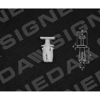 Фото автозапчастини пластмасові кріплення a - 11mm, b - 13mm, c - 11,5mm, d - 1mm, e - 12x10mm SIGNEDA T47510