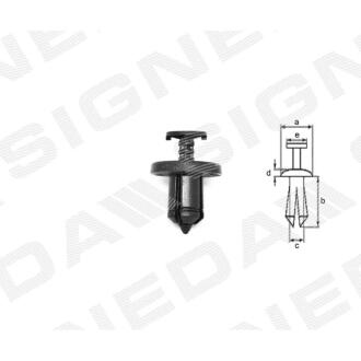 Фото автозапчасти пластмассовые крепления a - 17mm, b - 12mm, c - 8,5mm, d - 3mm, e - 10mm, універсальні DACIA LOGAN (SD), 01.09 - 01.13 (7703072360) SIGNEDA T54410
