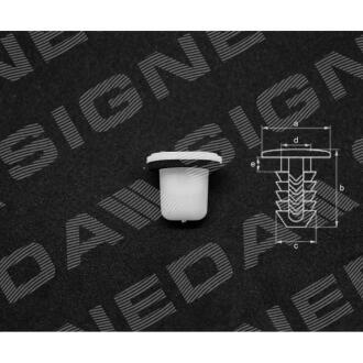 Фото автозапчасти пластмассовые крепления a - 18x14mm, b - 16mm, c - 12x9mm, d - 10x6mm, оздоблення та захист NISSAN ALMERA (N16), 00 - 03 (155302923) SIGNEDA T56710 (фото 1)