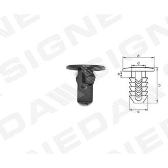 Фото автозапчастини пластмасові кріплення a - 20mm, b - 19mm, c - 9mm, Ø - 5mm, захист, підкрилки CITROEN C1 (PM/PN), 05.12 - 08.14 (9018906013) SIGNEDA T64410