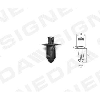 Фото автозапчасти пластмассовые крепления a - 20mm, b - 12mm, c - 8mm, d - 2mm, e - 6mm NISSAN TERRANO (R20), 07.02 - 12.06 (155306721) SIGNEDA T64510