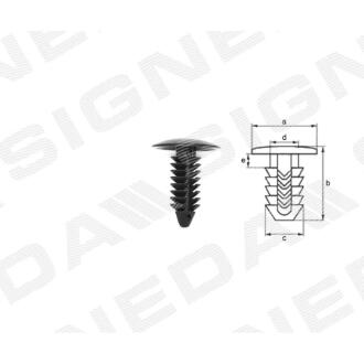 Фото автозапчасти пластмассовые крепления a - 18mm, b - 22mm, c - 7,5mm, d - 5mm, e - 3mm CHRYSLER 200, 11 - 14 (1314934) SIGNEDA T65410