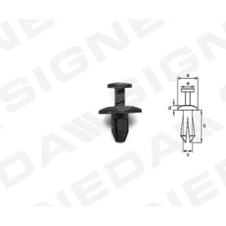 Фото автозапчасти пластмассовые крепления a - 15mm, b - 10mm, c - 6mm, d - 2mm, e - 9mm KIA RIO (DC), 03 - 05 (KK37668865) SIGNEDA T70310