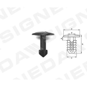 Фото автозапчасти пластмассовые крепления a - 25mm, b - 28mm, c - 10x6mm, d - 6mm, e - 16mm AUDI A4 (B6), 01 - 04 (4A0805121C) SIGNEDA T78010