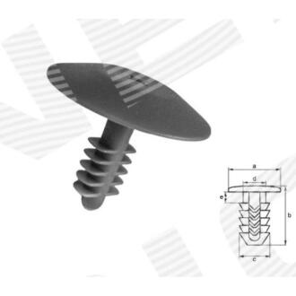 Фото автозапчасти пластмассовые крепления a - 34mm, b - 30mm, c - 11mm, d - 6mm, e - 11mm, оздоблення та захист SIGNEDA T793