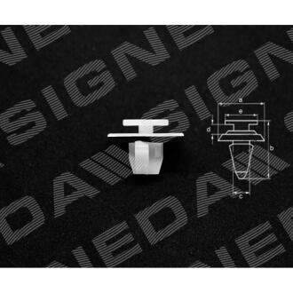 Фото автозапчасти пластмассовые крепления a - 20x14mm, b - 15mm, c - 12mm, d - 2mm, e - 12x10mm, тримач стрічки HYUNDAI IX35, 10 - 15 SIGNEDA T88710