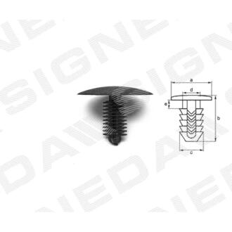 Фото автозапчастини пластмасові кріплення a - 32mm, b - 25mm, c - 11mm, d - 4mm, e - 3mm SIGNEDA TA20810