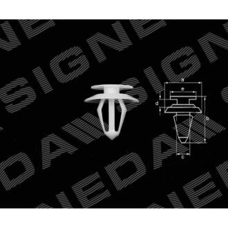 Фото автозапчасти пластмассовые крепления a - 17mm, b - 17mm, c - 8mm, d - 2mm, e - 13mm, Оздоблення дверей OPEL ASTRA (F), 91 - 98 (2345959) SIGNEDA TA710