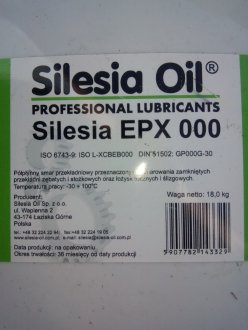 Мастило для системи центрального мащення EP000 18кг синтетичне Silesia EPX000/18/R
