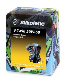 Фото автозапчасти олива для 4-тактних двигунів SILKOLENE V-TWIN 20W50 4L CUBE (фото 1)