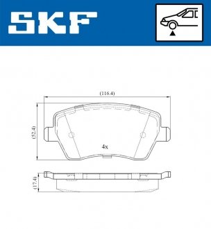 Колодки гальмівні дискові (комплект 4 шт) SKF VKBP 80003