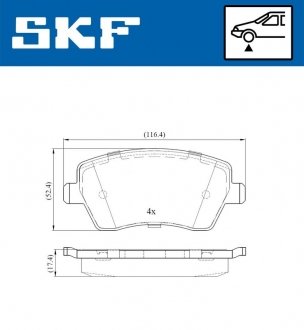 Фото автозапчастини колодки гальмівні дискові (комплект 4 шт) SKF VKBP 80003