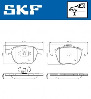 Комплект гальмівних колодок, дискове гальмо SKF VKBP 80016 (фото 1)