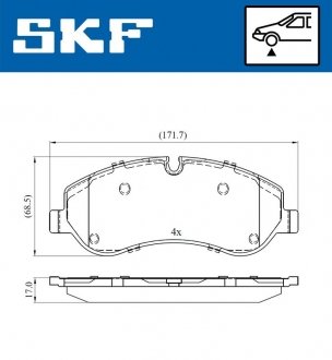 Колодки гальмівні дискові (комплект 4 шт) SKF VKBP 80029 E (фото 1)