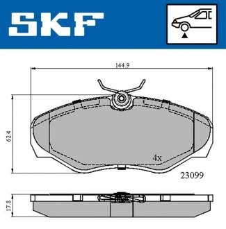 Колодки гальмівні дискові (комплект 4 шт) SKF VKBP 80034