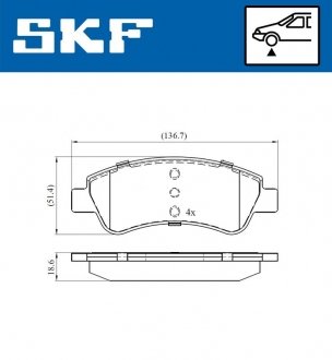 Колодки гальмівні дискові (комплект 4 шт) SKF VKBP 80040