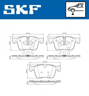 Колодки гальмівні дискові (комплект 4 шт) SKF VKBP 80085