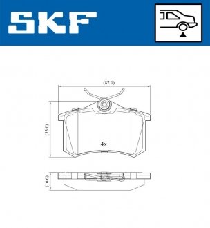 Комплект гальмівних колодок, дискове гальмо SKF VKBP 90001 (фото 1)