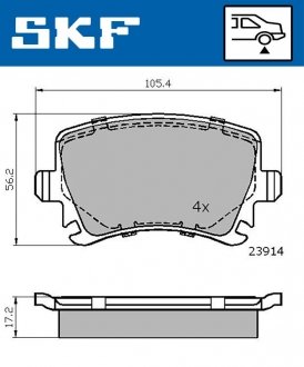 Комплект гальмівних колодок, дискове гальмо SKF VKBP 90014 (фото 1)