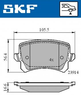 Колодки гальмівні дискові (комплект 4 шт) SKF VKBP 90023 (фото 1)