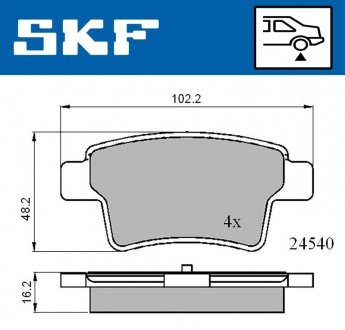 Колодки гальмівні дискові (комплект 4 шт) SKF VKBP 90088