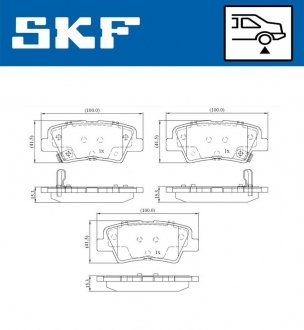 Комплект гальмівних колодок, дискове гальмо SKF VKBP 90100 A