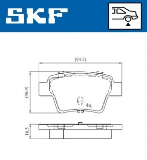 Колодки гальмівні дискові (комплект 4 шт) SKF VKBP 90172 (фото 1)