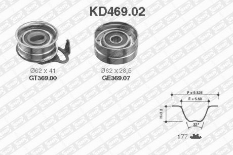 Фото автозапчасти комплект ГРМ (ремінь + ролик) SNR NTN KD469.02