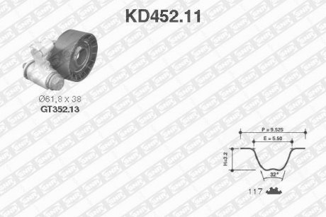 Фото автозапчасти комплект ремня грм SNR NTN KD452.11