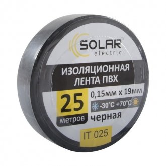 Фото автозапчасти изолента черная 25м SOLAR IT025