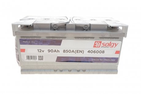 Акумуляторна батарея 90Ah/850A (353x175x175/+R) SOLGY 406008