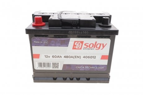 Аккумуляторная батарея 60Ah/480A (242x175x190/+L) SOLGY 406012 (фото 1)