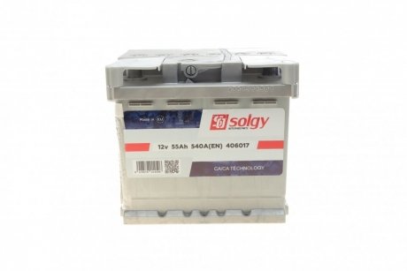 Акумуляторна батарея 55Ah/540A (207x175x190/+R) SOLGY 406017