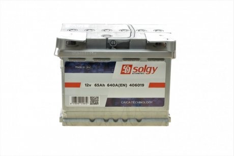 Аккумуляторная батарея 65Ah/640A (242x175x190/+R) SOLGY 406019 (фото 1)