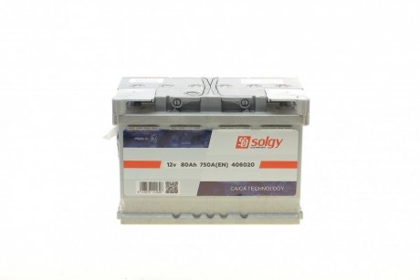 Аккумуляторная батарея 80Ah/750A (278x175x190/+R) SOLGY 406020