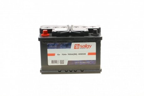 Акумуляторна батарея 75Ah/700A (278x175x190/+L) SOLGY 406026
