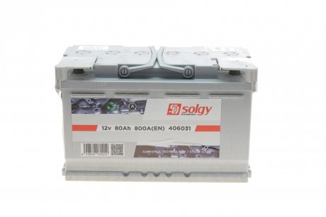 Аккумуляторная батарея 80Ah/800A (315x175x190/+R/B13) (Start-Stop AGM) SOLGY 406031