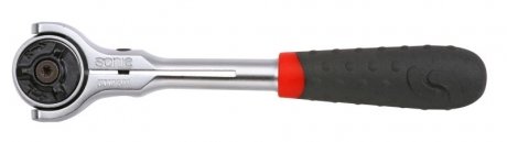 Ручка-тріскачка, 1/4 дюйма (6,3 мм), кількість зубців: 72, довжина: 150 мм, профіль: квадратний, тип: реверсивний, поворотна головка, для біт, для розеток, для подовжувачів, ручка: пластикова SONIC 7110201