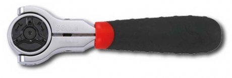 Ручка-тріскачка, 3/8 дюйма (10 мм), кількість зубців: 72, довжина: 155 мм, профіль: квадратний, тип: реверсивний, поворотна головка, для біт, для розеток, для подовжувачів, ручка: пластикова SONIC 7110402
