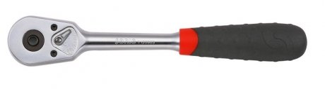 Ручка-тріскачка, 1/2 дюйма (12,5 мм), кількість зубів: 45, довжина: 255 мм, профіль: квадратний, тип: реверсивний, з фіксатором, для біт, для розеток, для подовжувачів, ручка: пластикова SONIC 7120903