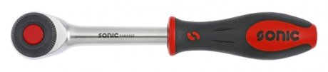 Ручка-тріскачка, 3/8 дюйма (10 мм), кількість зубів: 52, довжина: 232 мм, профіль: квадрат, тип: ручка, що обертається на 360°, для біт, для розеток, для подовжувачів, ручка: пластикова SONIC 7121102