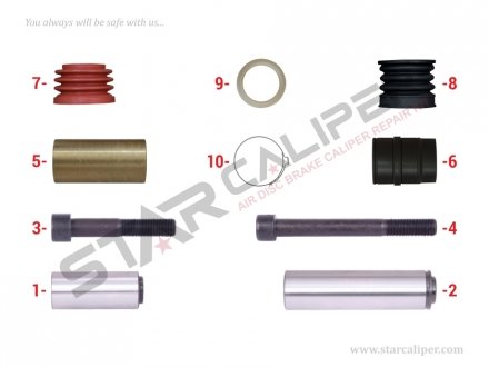 Ремкомплект суппорта Caliper Guides & Seals Repair Kit K000132 StarCaliper 1025