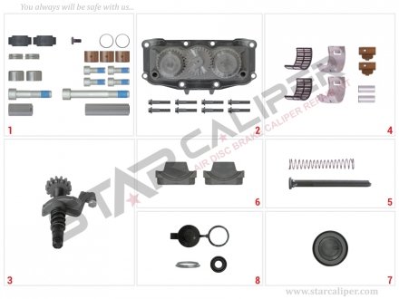 Фото автозапчасти ремкомплект суппорта Renault 420 / Man TGA Set (Left - New Model) StarCaliper 2003