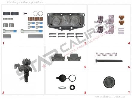 Фото автозапчасти ремкомплект суппорта Renault 420 / Man TGA Set (Right - New Model) StarCaliper 2004