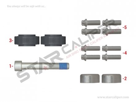 Фото автозапчастини ремкомплект суппорта Caliper Bolts Repair Kit StarCaliper 2066 (фото 1)